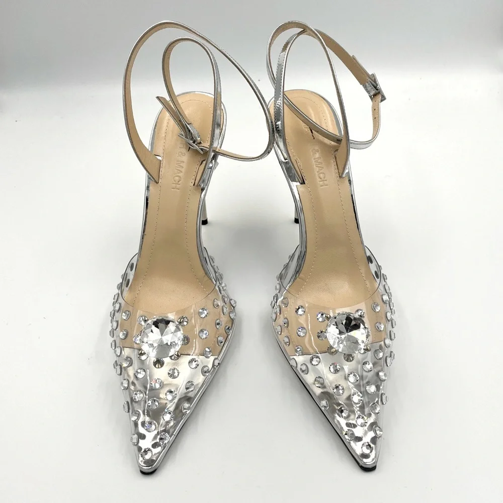 MACH & MACH Double Diamond Metallic Leather And PVC Pumps - Picture 4 of 10